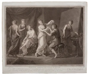 Zeuxis komponiert das Bild der Juno von Francesco Bartolozzi (1727-1815), veröffentlicht in London von W. Palmer, 1785